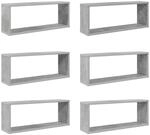 W&uuml;rfelregale 6 Stk. Betongrau 60x15x23 Cm Holzwerkstoff - Vidaxl