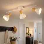 Deckenleuchte Holzlampe 3 Flammig Wei&szlig; Deckenlampe 3 Strahler Mit Schwenkbaren