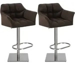 Clp - 2er Set Barhocker Damaso Stoffbezug Edelstahl Braun
