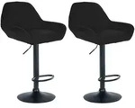 2er Set Barhocker Braga Stoff Schwarz Schwarz