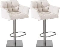 Clp - 2er Set Barhocker Damaso Stoffbezug Edelstahl Wei&szlig;