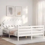 Massivholzbett,schlafzimmerbett Mit Kopfteil Wei&szlig; 140x190 Cm Vidaxl 204008