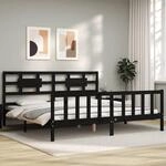 Massivholzbett Mit Kopfteil Schwarz 200x200 Cm Vidaxl