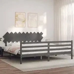 Massivholzbett Mit Kopfteil Grau 200x200 Cm Vidaxl