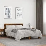 Bettgestell R&auml;uchereiche 140x190 Cm Holzwerkstoff Und Metall Vidaxl