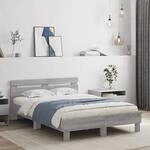 Bettgestell Mit Kopfteil Grau Sonoma 135x190 Cm Holzwerkstoff Vidaxl