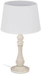 Tischlampe Landhausstil, E14 Fassung, Stoff & Holz, Wohn- & Schlafzimmer,