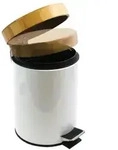 Abfalleimer Aza 3l Wei&szlig; Mit Bambusdeckel - Msv