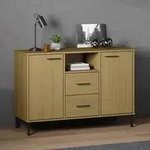 Sideboard Oslo Mit Metallbeinen Braun 113x40x77 Cm Massivholz - Vidaxl