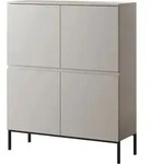 Bemmi - Highboard Hochkommode 4-t&uuml;rig, Beige Mit Schwarzen Beinen, 100 Cm - Selsey