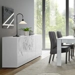 Buffet 3 Portes - Blanc Laque Brillant - L 181 X P 42 X H 84 Cm - Parigi