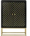 Sideboard Mit 2 T&uuml;ren Schwarz Gold 55x30x75 Cm Massivholz Mango - Vidaxl