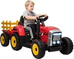 Homcom - Elektrischer Traktor Mit Anh&auml;nger, Kinder Aufsitztraktor Mit Fernbedienung,
