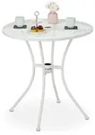 Gartentisch, Mit Schirmloch & St&ouml;psel, Gitter-optik, Robuster Stahl, Hxd: 72 X 70