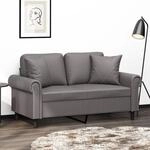 2-sitzer-sofa Mit Zierkissen Grau 120 Cm Kunstleder Vidaxl