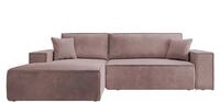 Farese Ecksofa Mit Schlaffunktion Und Bettkasten, Ottomane Links, Cordbezug In Rosa -