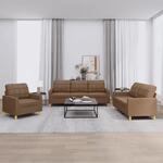 3-tlg. Sofagarnitur Mit Kissen Braun Stoff Vidaxl