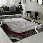 Paco Home - Wohnzimmer Teppich Bord&uuml;re Kurzflor Meliert Modern Hochwertig Grau