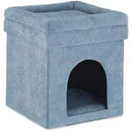 Relaxdays Katzenh&ouml;hle Hocker, Versteck F&uuml;r Katzen & Kleine Hunde, Kissen, Faltbar,
