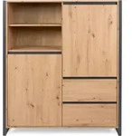 Hohe Sideboard-schubladen Offenes Fach Quecia-antazit-profile Cm 120 X 40 X 140 H