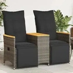 Gartensofa 2-sitzer Verstellbar Mit Tisch Grau Poly Rattan - Vidaxl