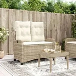 Vidaxl - Gartenbank Verstellbar Mit Kissen Beige Poly Rattan