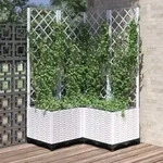 Vidaxl Garden Planter With Trellis&wheels White 80 X 80 X 136 Cm