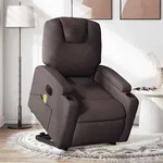 Elektrischer Massagesessel Mit Aufstehhilfe Dunkelbraun Stoff - Vidaxl