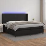 Vidaxl - Boxspringbett Mit Matratze & Led Schwarz 200x200 Cm Kunstleder
