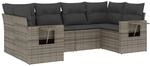 6-tlg. Garten-sofagarnitur Mit Kissen Grau Poly Rattan - Vidaxl