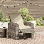 Gartensessel Verstellbar Mit Kissen Hellbraun Poly Rattan - Vidaxl