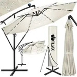 Alu Ampelschirm Beige Led Solar &Oslash; 300 Cm Mit Kurbel Sonnenschirm Mit...