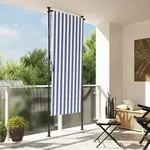 Au&szlig;enrollo Blau Und Wei&szlig; 120x270 Cm Stoff Und Stahl Vidaxl