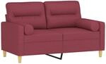 2-sitzer-sofa Mit Zierkissen Weinrot 120 Cm Stoff Vidaxl