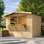 Holz Gartenhaus, Marktbude Holz, Verkaufsstand Holzhaus Mit Theke, Zwei Fenster,