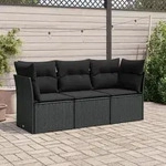 3-tlg. Garten-sofagarnitur Mit Kissen Schwarz Poly Rattan - Vidaxl