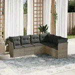 6-tlg. Garten-sofagarnitur Mit Kissen Grau Poly Rattan - Vidaxl