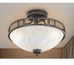 Trio Lighting - Rustikale Deckenleuchte Quinta Rostfarbig Mit Glasschirm Alabaster,