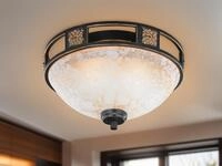 Trio Lighting - Rustikale Deckenleuchte Quinta Rostfarbig Mit Glasschirm Alabaster,