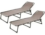 2er Set Gartenliege Sonnenliege Klappbar Atmungsaktiv Verstellbar Beige - Svita