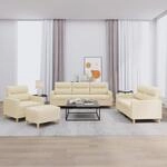 Vidaxl - 4-tlg. Sofagarnitur Mit Kissen Creme Stoff