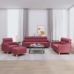 4-tlg. Sofagarnitur Mit Kissen Weinrot Stoff Vidaxl