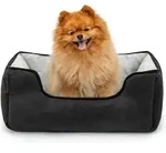 2-in-1 Hundebett Hundekissen Hundek&ouml;rbchen Hundesofa Gr&ouml;&szlig;e S 60x50 Cm Schwarz/grau