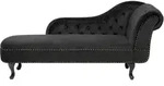 Beliani - Chaiselongue Rechtsseitig Schwarz Samtstoff Holzf&uuml;&szlig;e Glamour&ouml;s