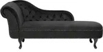 Beliani - Chaiselongue Linksseitig Schwarz Samtstoff Holzf&uuml;&szlig;e Glamour&ouml;s