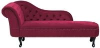 Beliani - Chaiselongue Linksseitig Burgunderrot Samtstoff Holzf&uuml;&szlig;e Glamour&ouml;s