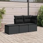 3-tlg. Garten-sofagarnitur Mit Kissen Schwarz Poly Rattan - Vidaxl