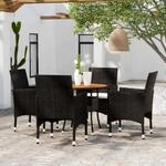 5-tlg. Garten-essgruppe Poly Rattan Schwarz - Vidaxl