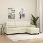 3-sitzer-sofa Mit Hocker Creme 180 Cm Kunstleder Vidaxl