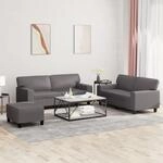 3-tlg. Sofagarnitur Grau Kunstleder Vidaxl